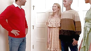 blowjob Step Sister And Stepdad Couldn't Be More Excited When Jimmy Brings Home His Virgin Girlfriend blonde
