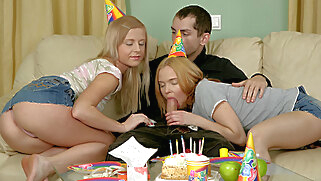 cumshot Happy Birthday! As A Present You May Fuck Two Petite Blondes blowjob
